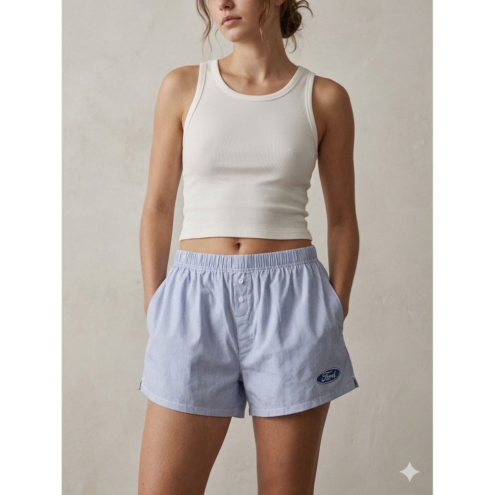 Ford Official Licensed XXL Railroad Stripe Boxer Shorts Blue White Pockets Logo